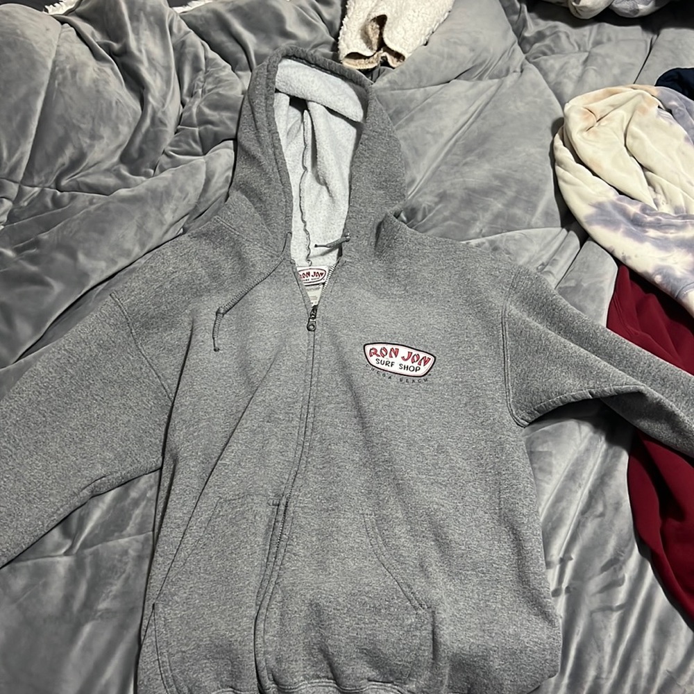 A ron jon surf shop gray zip up hoodie